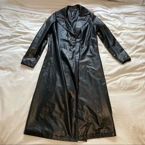 *SOLD* it on Depop Pleather Long Black Trench Coat